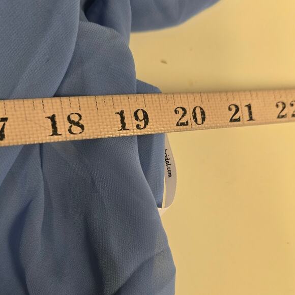 AW BRIDAL 14 1X plus blue bridesmaid mother of bride party faux wrap dress B90 - Picture 4 of 8